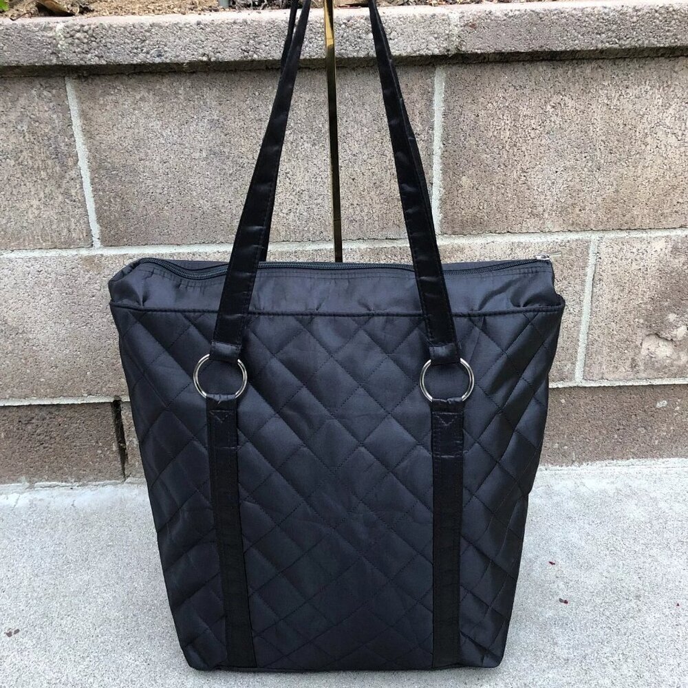 Preferred Nation Quilted Lightweight Tote Bag Purse Black Shoulder Womens​​​